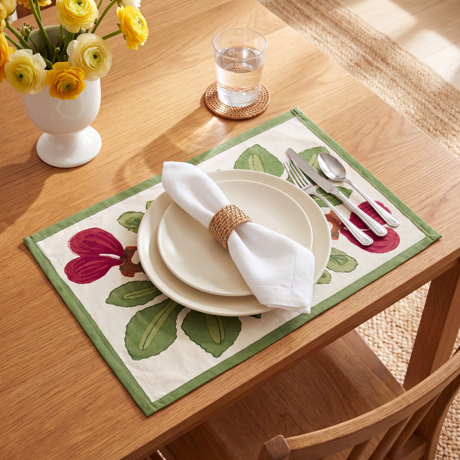 Debarata Cotton Placemat, Green