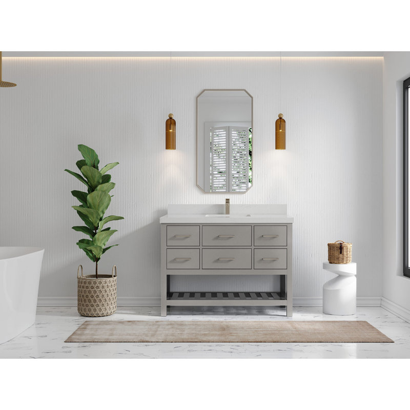 Ensemble de meuble-lavabo simple 48 po Parker, Quartz de Carrare
