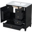 Meuble-lavabo noir avec lavabo, 30 po, longue durée, porte à fermeture en douceur, une tablette de porte et lavabo 30 po à 3 tiroirs, noir, qualité robuste