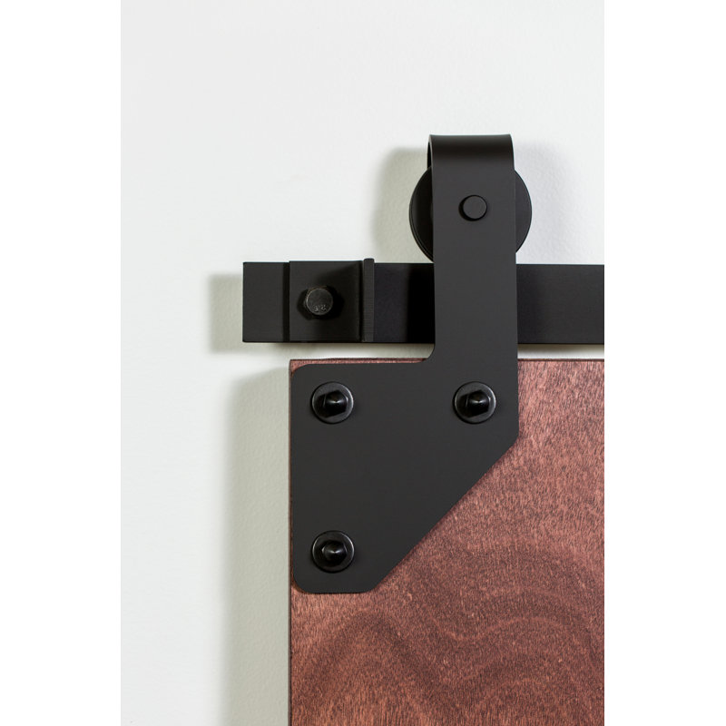 Ensemble de quincaillerie de porte de grange standard en coin Premium, 84 po, Noir