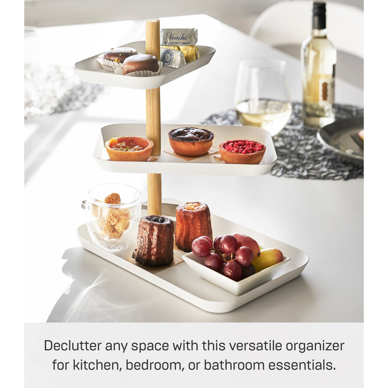 Yamazaki Home Three-Tier Accessory Tray, Steel, White