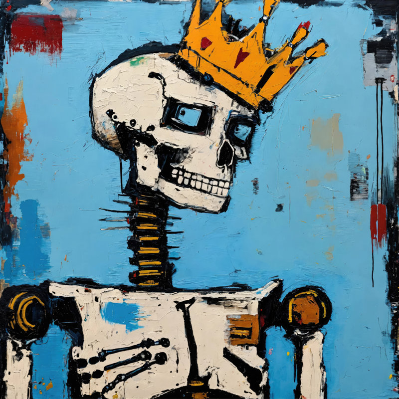 Robot 2-Hommage-Basquiat, estampe numérique sur toile tendue avec châssis, H 15 po x l 15 po
