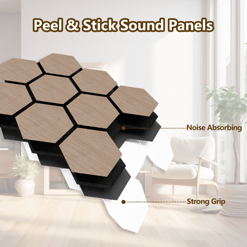 Panneaux acoustiques en bois de noyer, 0,35 po x 23,6 po x 23,6 po, revêtement mural décoratif en MDF pour salon, studio et bureau (paquet de 4)