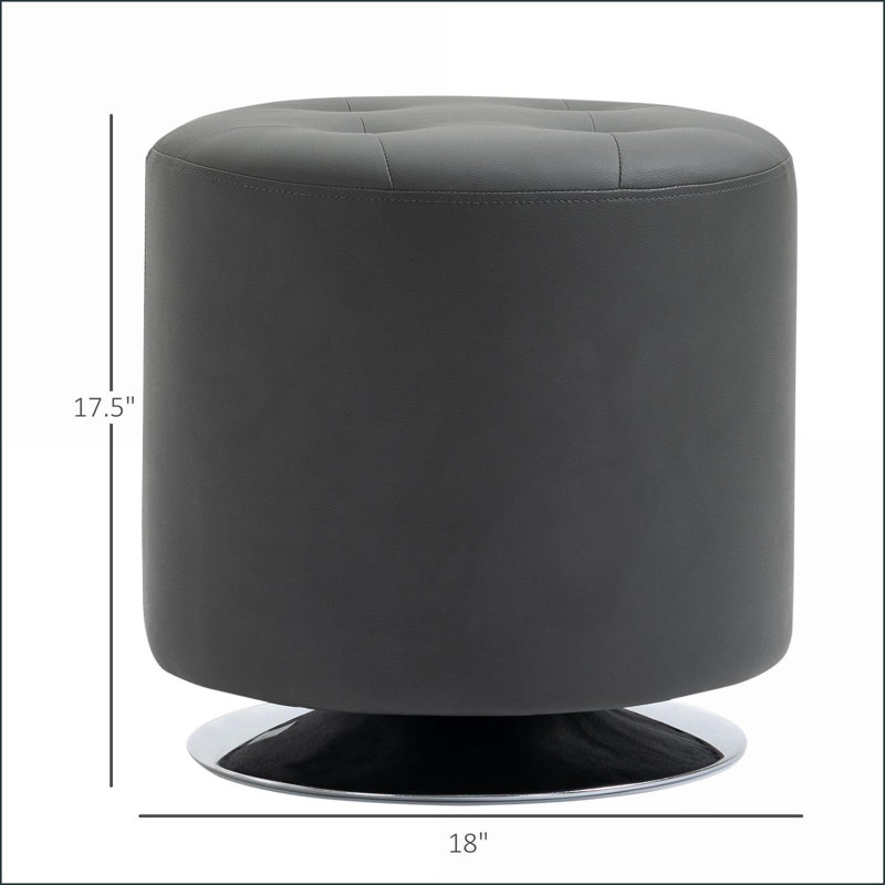 Repose-pieds pivotant | Gris ardoise rembourré et rotatif à 360 ° | Base en acier massif | Meuble-lavabo / bureau / repose-pieds | Similicuir | Tabourets de coiffeuse