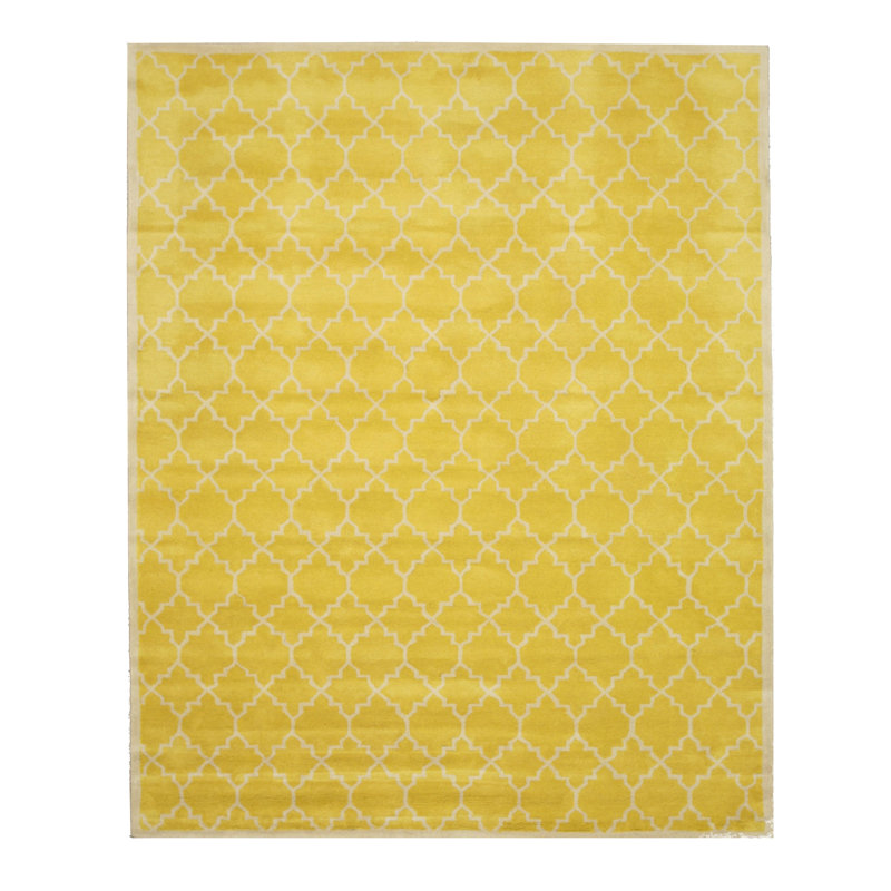 Tapis jaune en laine touffeté à la main Durrant, Rectangle 7 pi 9 po x 9 pi 9 po