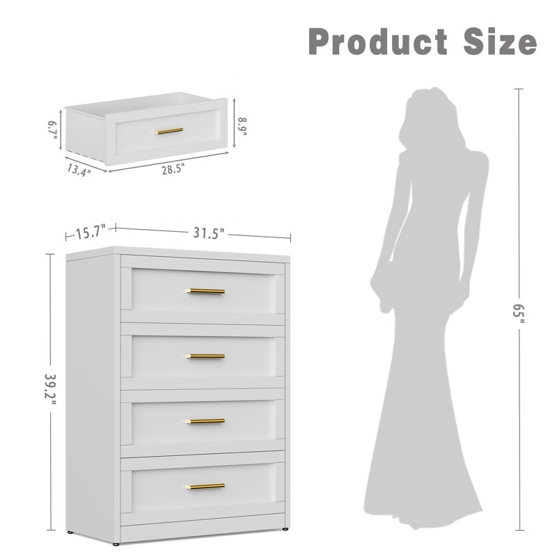 Metal 4-drawer Dressing Table, White
