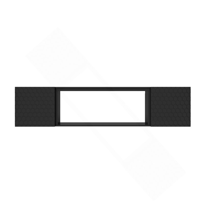 Support mural flottant pour téléviseur de 80 po - Console en bois robuste, capacité de poids élevée et gestion des câbles cachés, style contemporain (noir)