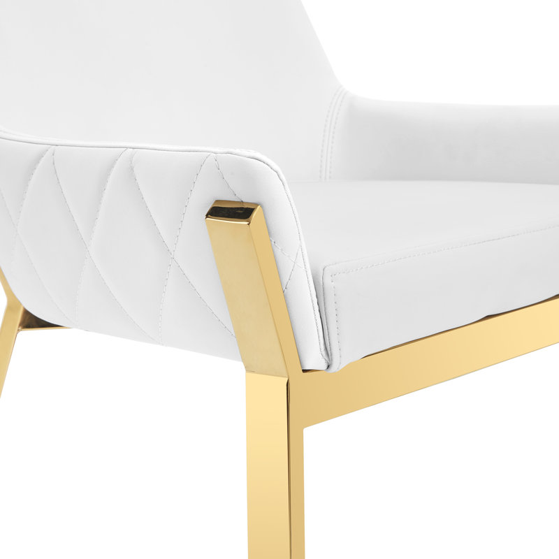 Amann 19.5'' H Faux Leather Upholstered Parsons Chair, Gold Steel Legs
