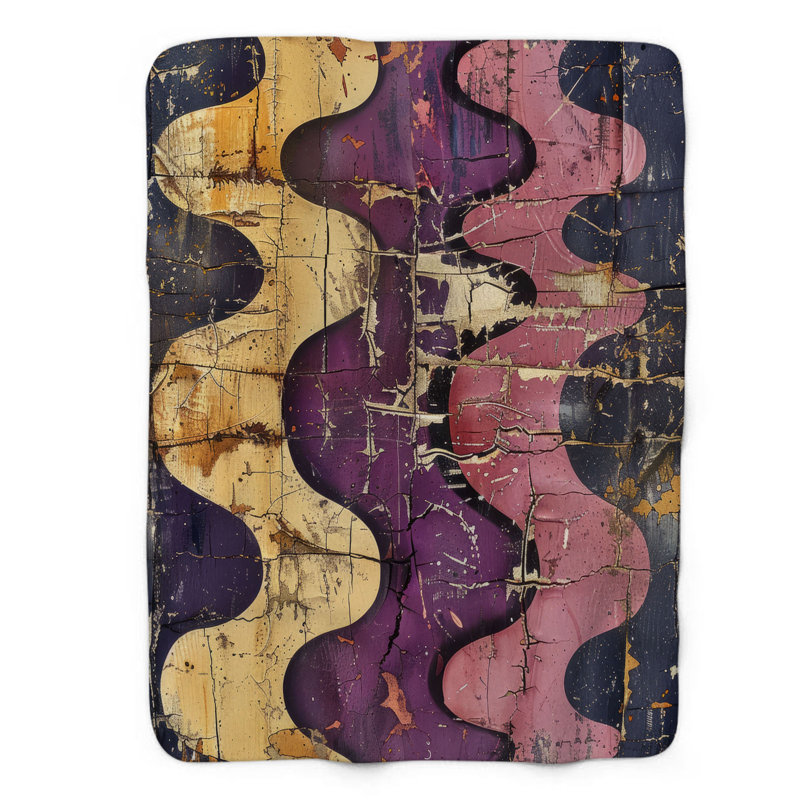 Couleurs rétro - couverture sherpa de qualité supérieure 1 pièce, Grand lit