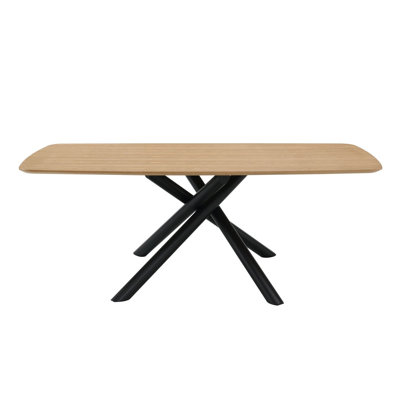 Lawton Natural & Black Finish Dining Table