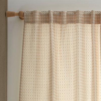 Muscat Waffle Slot Top Voile Curtain Panel Sheer Single Curtain Panel