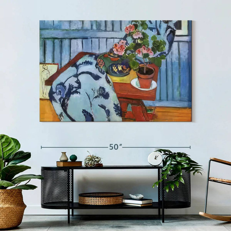 Harnek Nature morte aux géraniums, H 34 po x l 51 po