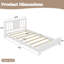 Lit plateforme simple en bois massif avec tête de lit - Lit de plancher à profil bas avec lattes de support, blanc-1603756326