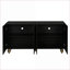 Armoires | Buffet moderne à 4 portes et armoire à tablettes réglables pour salle à manger, noir | Panneau de fibres à densité moyenne | Salon
