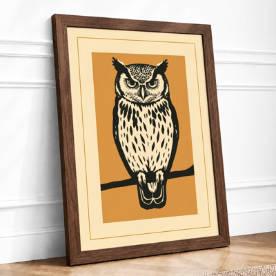 Watchful Owl Japandi - Framed Print