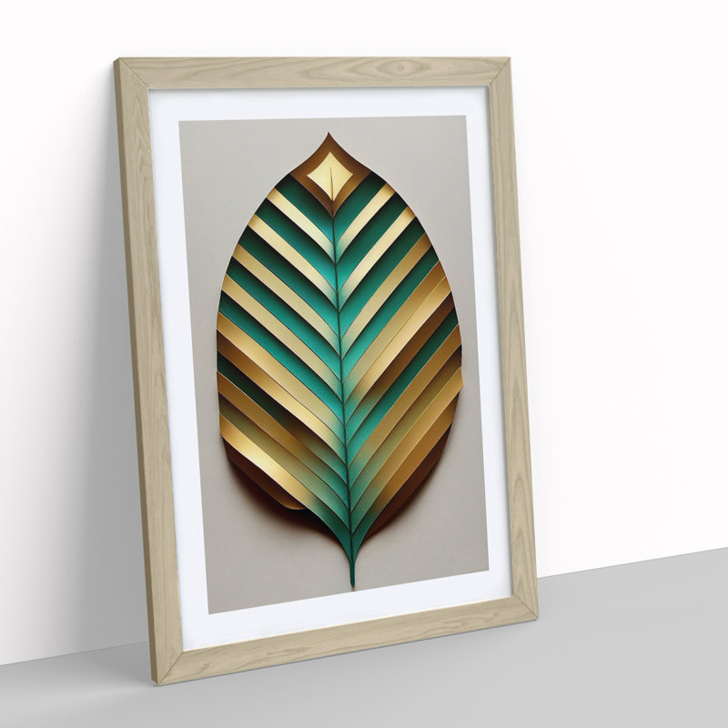 Leaf No.5 - Single Picture Frame Print, 34cm H x 25cm W x 2cm D, Oak Framed