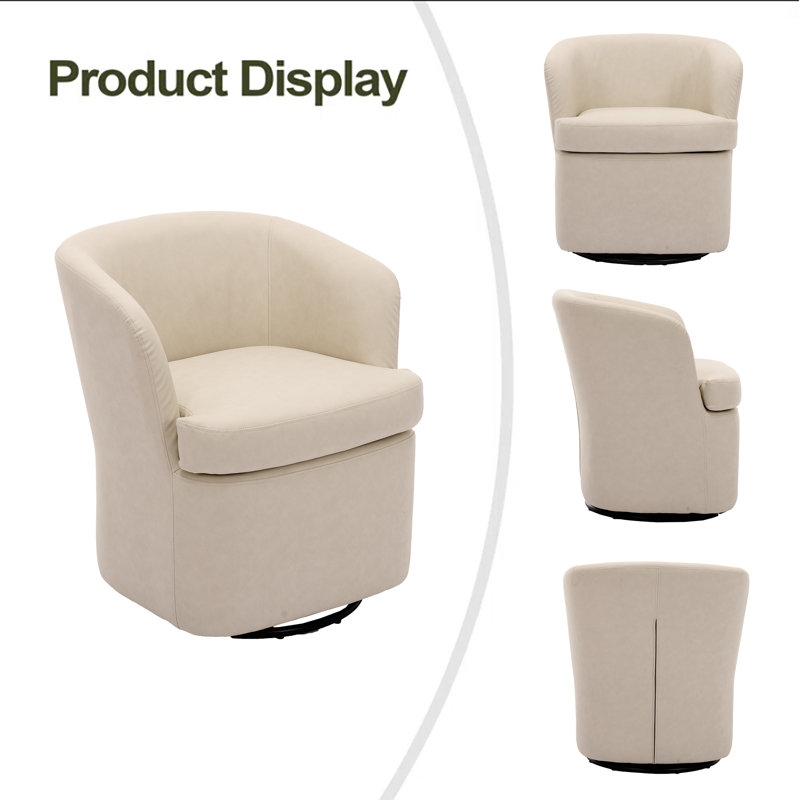 Ensemble de 2 chaises pivotantes en similicuir, Beige