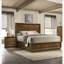 Ensemble de mobilier de chambre à coucher, lit double 3 pièces + 2 tables de chevet, brun noyer transitionnel | Bois d'ingénierie, bois d'hévéa | Lits standard