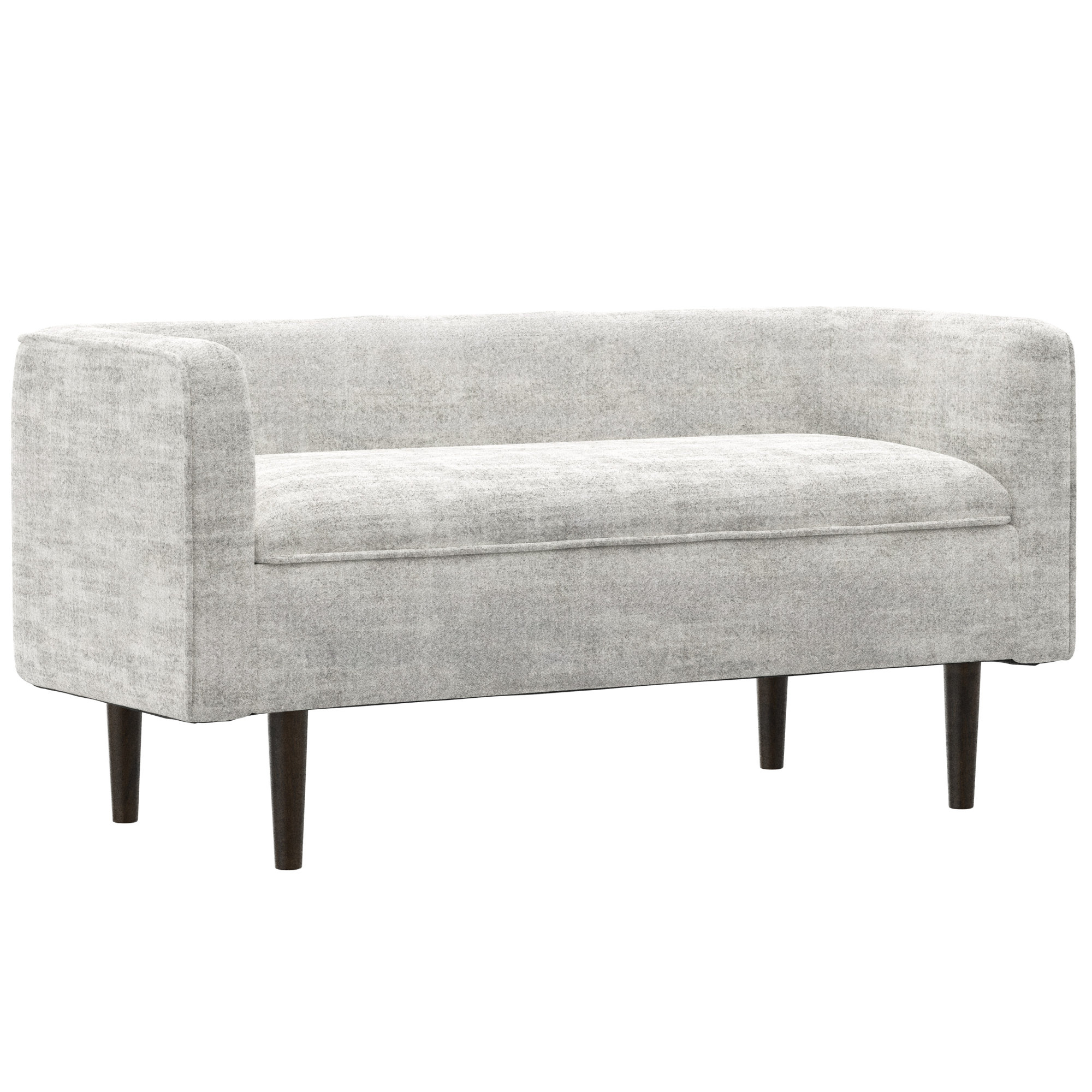 Yasira 52" Wide Storage Ottoman in Cream Chenille Fabric with Hidden Storage