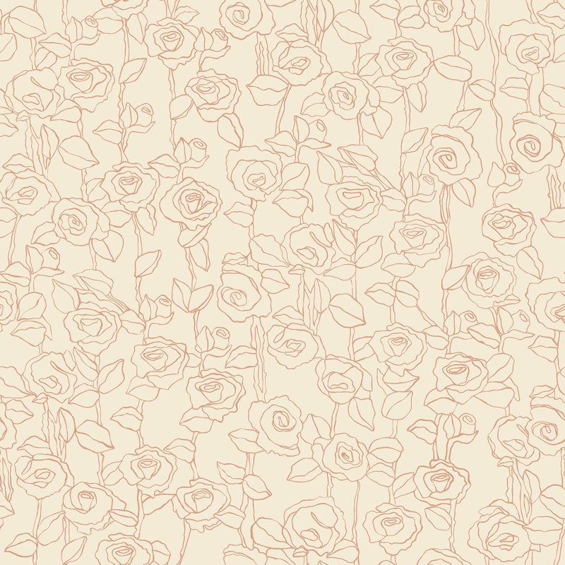 Everett Mid-Century Floral Wallpaper, Pink/Neutral