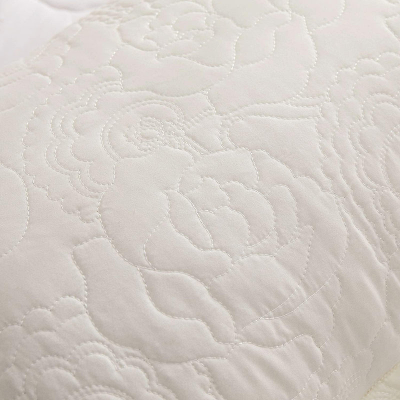 Taies décoratives matelassées à motif floral pour lit, 20 po x 36 po, Blanc cassé / pivoine