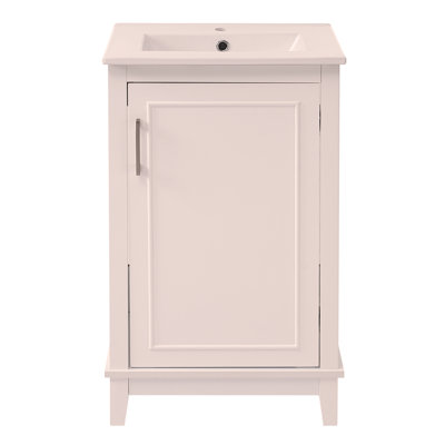 20 Inch Small Bathroom Vanity Cabinet With Ceramic Basin- 20*14.5*33.3 Inches,Ample Storage,1 Soft-Close Door