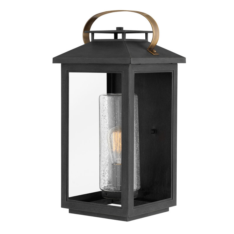 Large Wall Mount Lantern, 20.5" H x 9.5" W x 10.25" D, Black