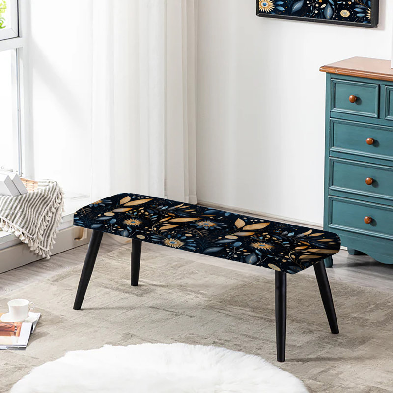Cosmic Nomad Boho Pattern - Boho Upholstered Black Bench