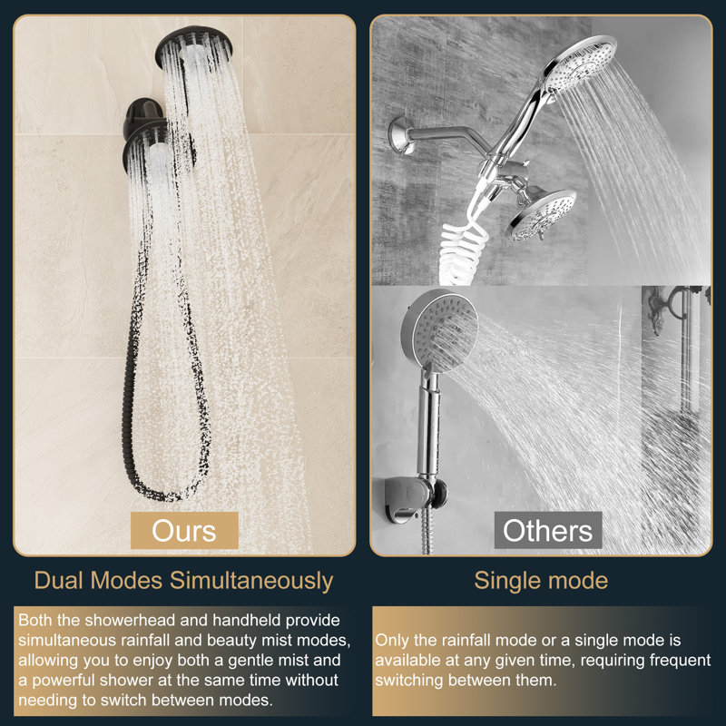 Matte Black Dual Head Rain and Mist Shower Faucet Set