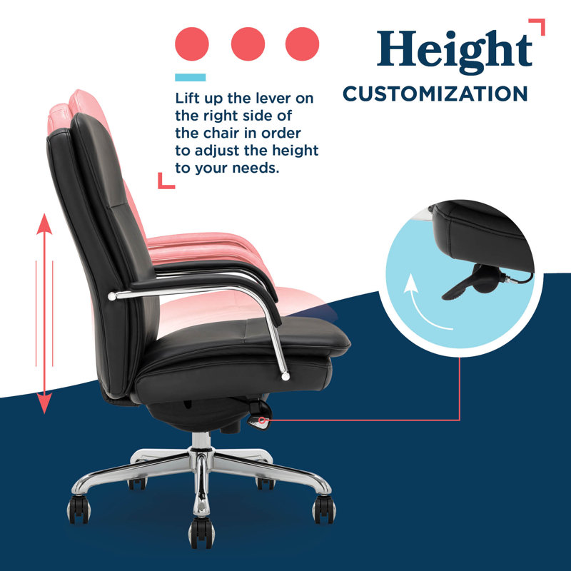 Opus Leather Swivel Executive Office Chair, Black, Chrome
