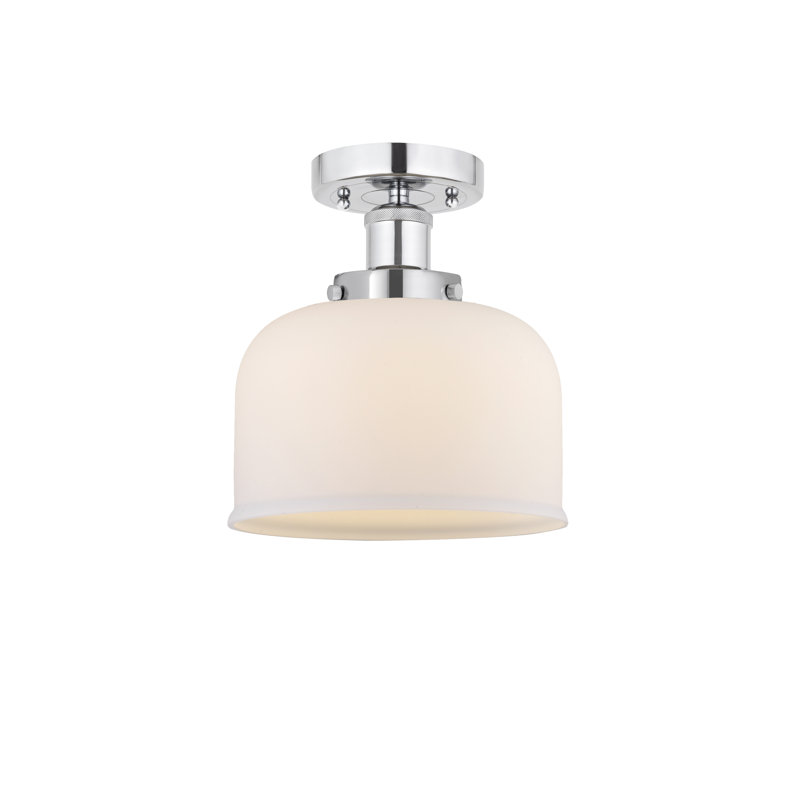 Plafonnier semi-encastré en verre Coppell, Blanc mat, Chrome poli