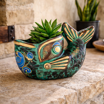 Clay Open-Mouth Fish Sculpture