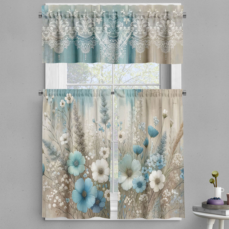 Floral Tailored Kitchen Curtain, 55" W x 24" L