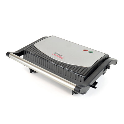 Lloytron 22.5 cm Stainless Steel Non Stick Electric Skillet Sandwich Maker & Panini Press with Lid