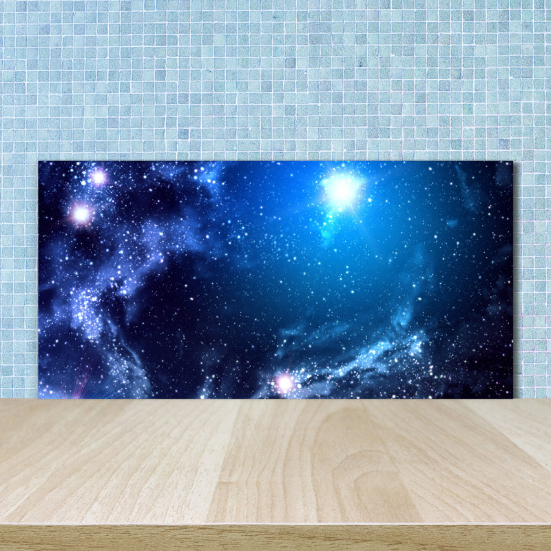 Ajayden Universe And Science Fiction - Blue - Nebula - No Frame Print on Glass