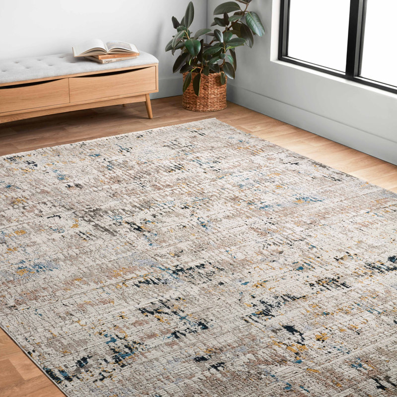 Tapis beige tissé à la machine Ballycraigy, Rectangle 11 pi 6 po x 15 pi 7 po