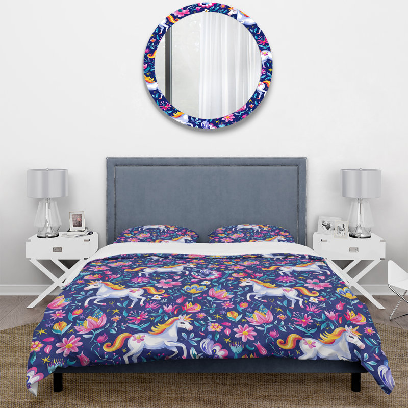 Ensemble de housse de couette rose et jaune pour enfants, Housse de couette simple + 2 taies décoratives st