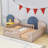 Full Wooden Platform Bed With Semi-Enclosed Fence-1458666239