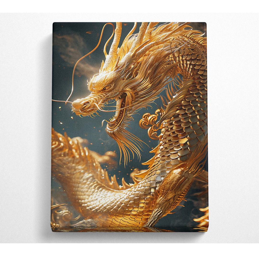 Goldener Drache Canvas Kunstdruck