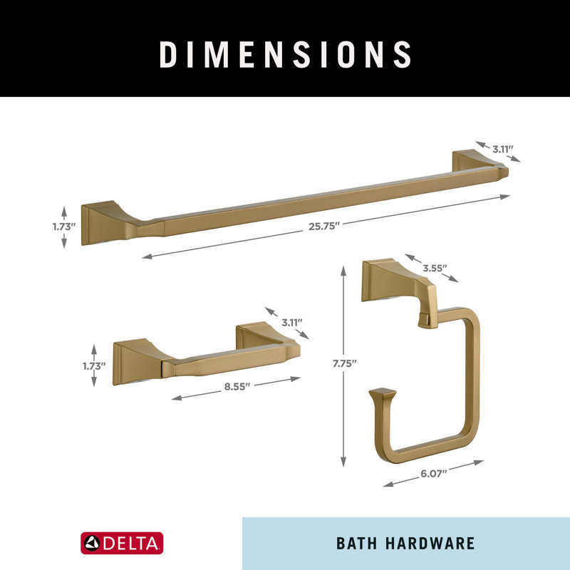 Dryden 3 Piece Bathroom Hardware Set, Champagne Bronze