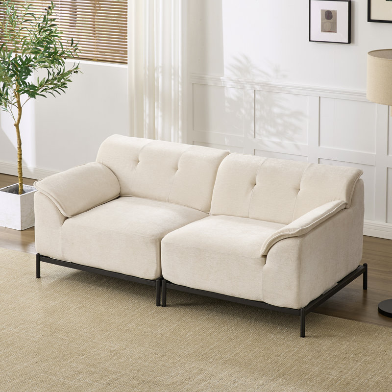 70.9" Upholstered Loveseat, Beige Chenille