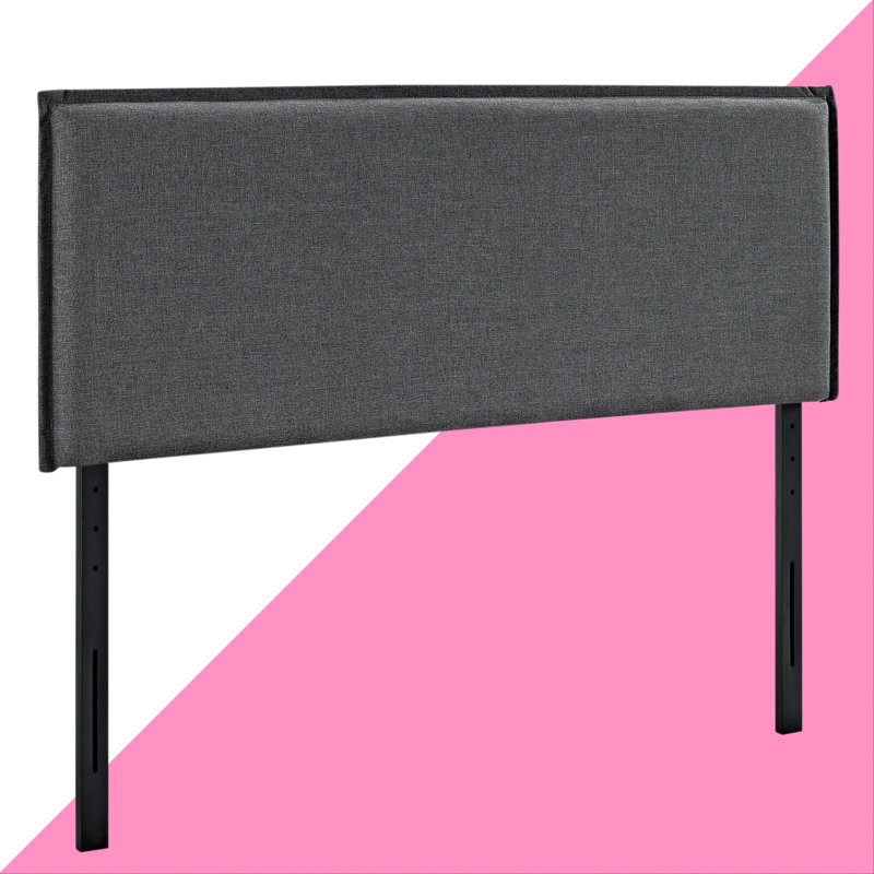 Tête de lit en tissu Camille, Double, Mélange de polyester gris clair, Double