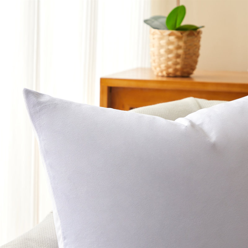 Set Of 4 Throw Velvet Cushion Covers, 16"H x 16"W, White