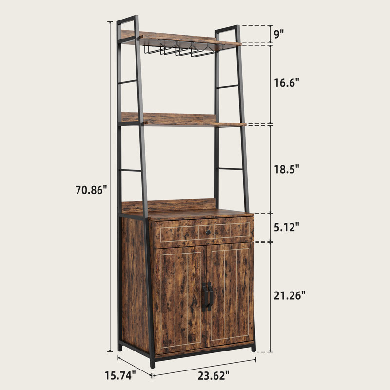 Étagère de boulanger en fer 23,62 po Mateja avec micro-ondes compatible