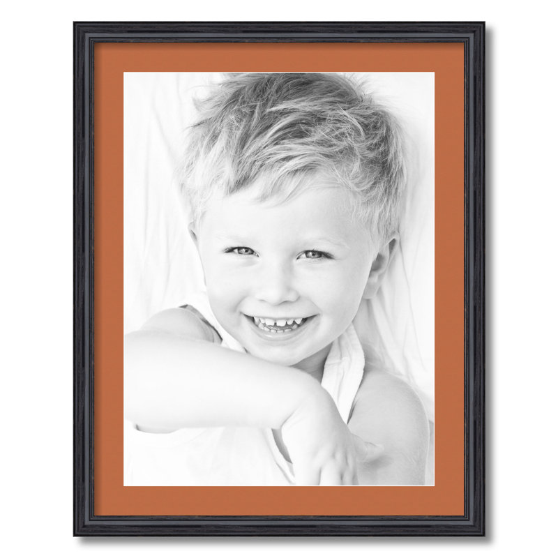 Black Wood Matte Picture Frame with Mat, Red Orange