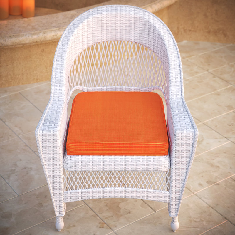 Outdoor Sunbrella® Seat Cushion, Sunbrella Upholstery Tangerine Sunbrella® Canvas