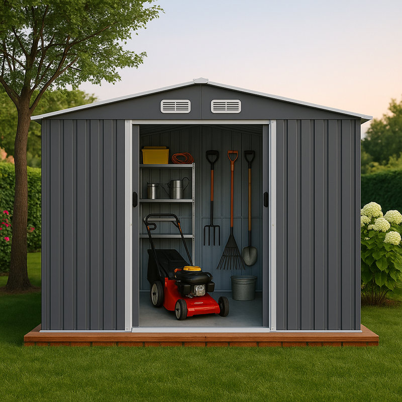 10 ft. W x 8 ft. D Galvanized Steel Horizontal Storage Shed