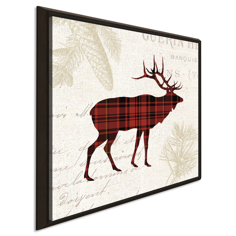 «Plaid Lodge III», impression sur toile, H 31,5 po x l 31,5 po x P 2 po, Cadre flottant espresso