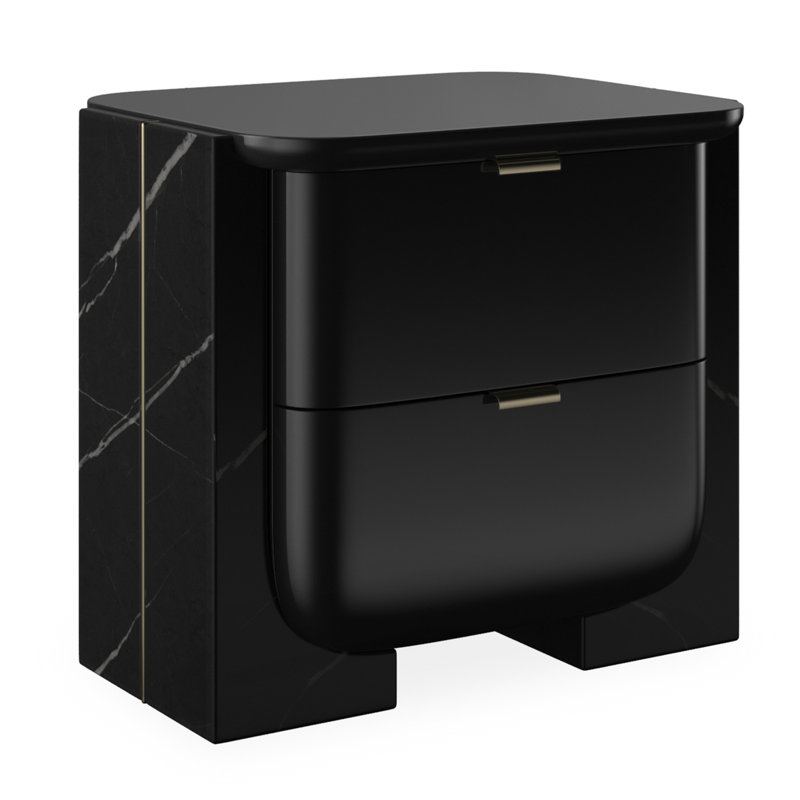 Overlap Small Nightstand Dark, Black