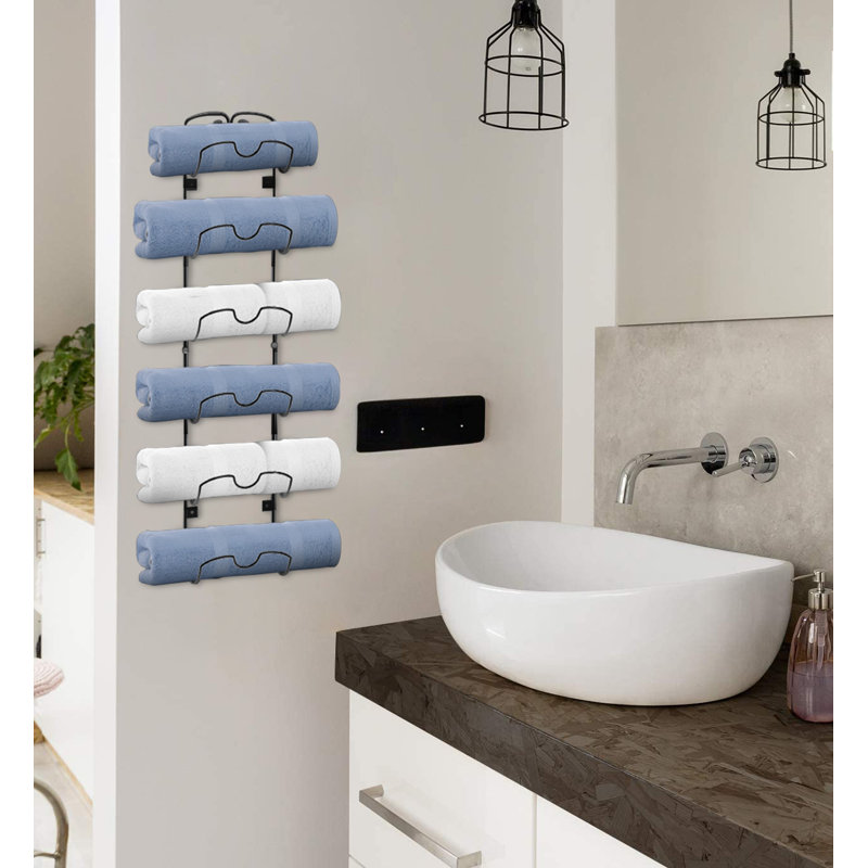 Porte-serviettes mural pour salle de bain, Noir